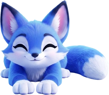 Elio, le renard bleu, paisiblement allongé